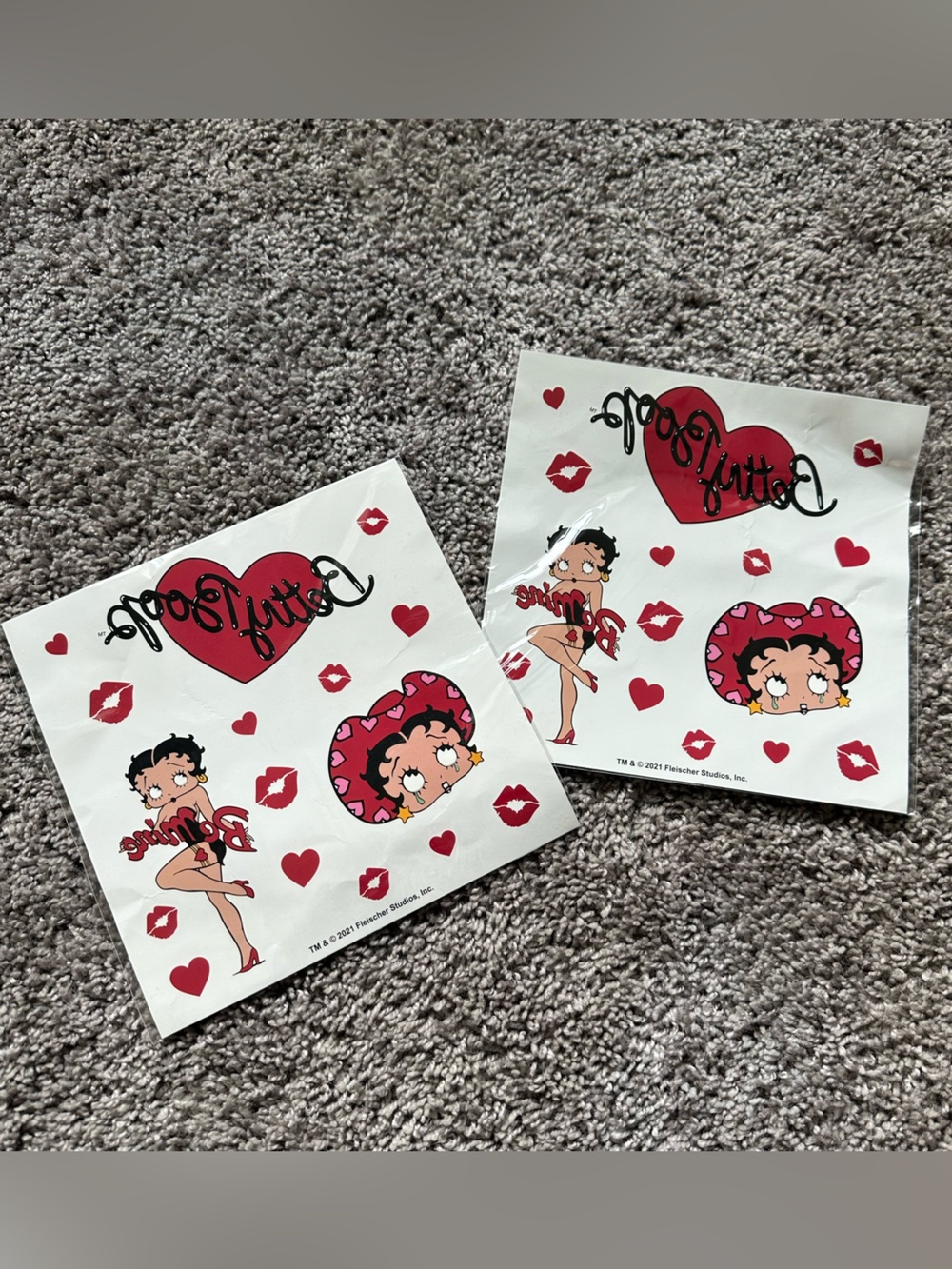 Dolls Kill Betty Boop Red and Pink Heart Tattoo Sheets